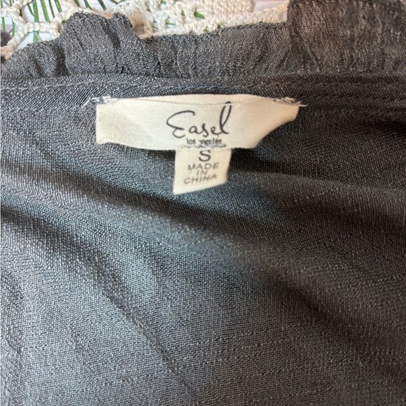 Easel Greenish Gray Ruffled Long Cardigan Lightweight - Picture 5 of 5
